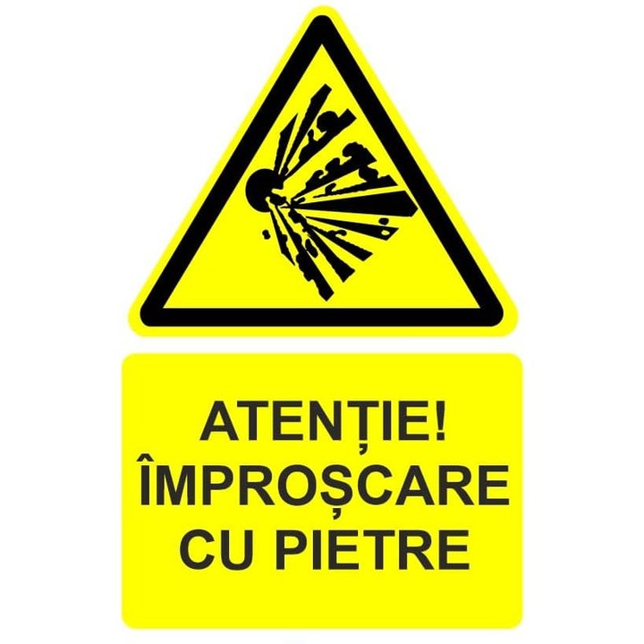 Indicator Atentie improscare cu pietre indicator de avertizare, Sticker autocolant, Cri-Flo, Dimensiune A5 21x15 cm