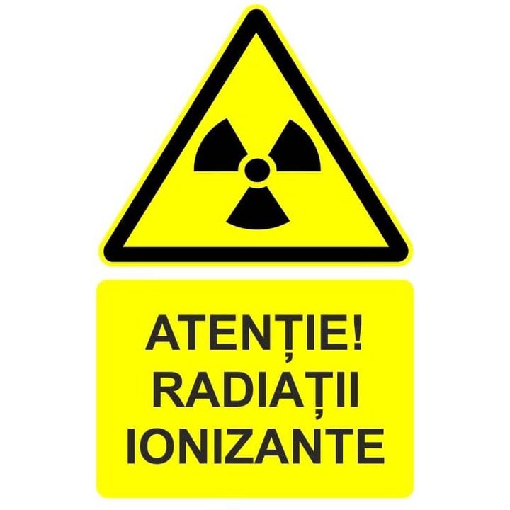 Indicator Atentie radiatii ionizante indicator de avertizare, Sticker autocolant, Cri-Flo, Dimensiune A5 21x15 cm