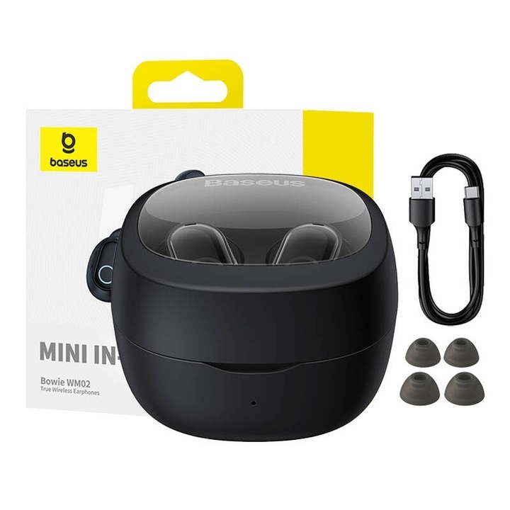 Baseus Bowie WM02 TWS vezeték nélküli fejhallgató, Bluetooth 5.0 (fekete) operációs rendszer