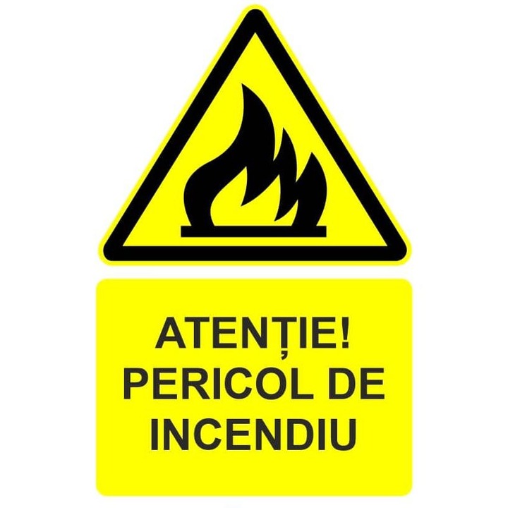 Indicator Atentie pericol de incendiu indicator de avertizare, Sticker autocolant, Cri-Flo, Dimensiune A5 21x15 cm