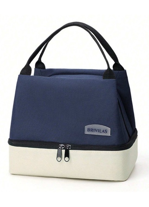 Hordozható poliészter uzsonnástáska iskolába, irodába, utazáshoz, Duo modell, 20 x 14 x 24 cm, sötétkék szín, theCasius.®