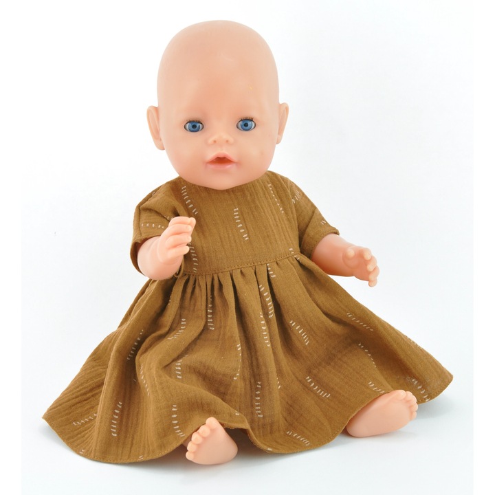 Muszlin ruha Baby Born babához 43cm, Paola Reina 42cm, barna