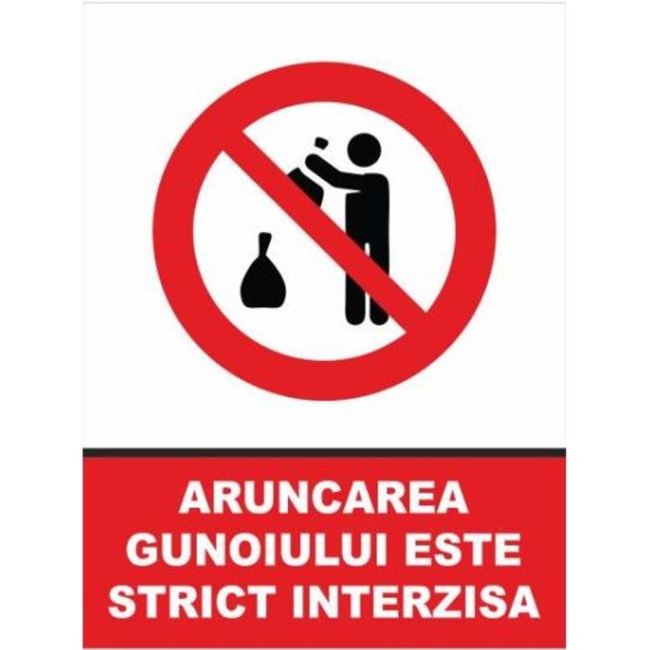 Indicator Aruncarea gunoiului este interzisa, Sticker autocolant, Cri-Flo, Dimensiune A4 21x30 cm