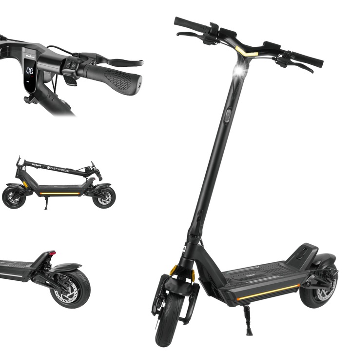 Trotineta electrica REBEL FAST WHEELS PRO MAX, 4 moduri de viteza, roti de 10'', pliabila, 13Ah 350W, autonomie 45Km