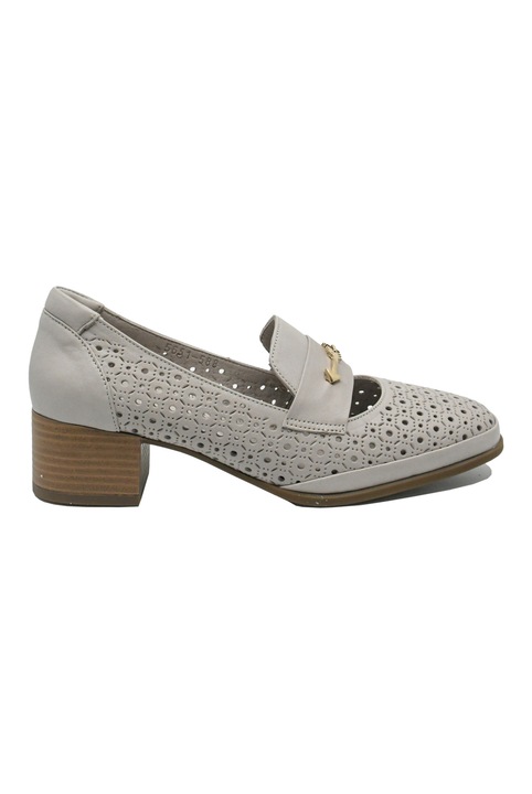 Pantofi office Anna Viotti gri din piele naturala cu model perforat GOR5651, Gri