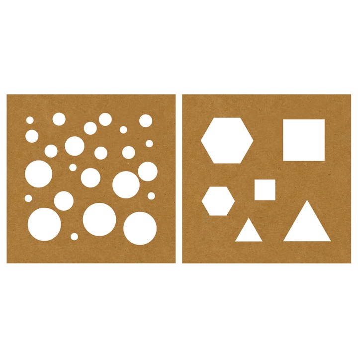 Sablon forme geometrice, 20.3 x 20.3cm, 2 modele/set, Rayher, din carton kraft
