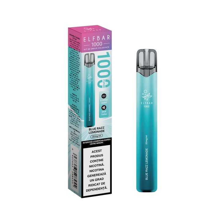 Kit Tigara Electronica Elf Bar 1000 - Blue Razz Lemonade, 2ml, 20mg
