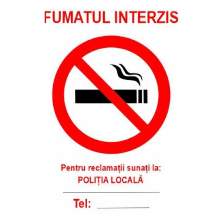 Indicator fumatul interzis model 3, indicatoare protectia muncii, Sticker autocolant, Cri-Flo, Dimensiune A4 21x30 cm