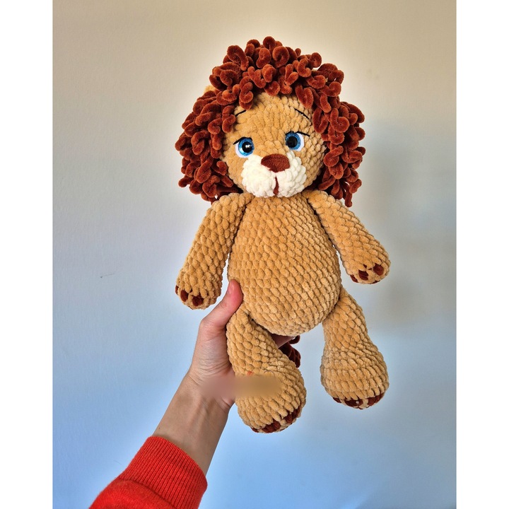 Leu Crosetat Handmade, Jucarie moale pentru Copii, 33 cm