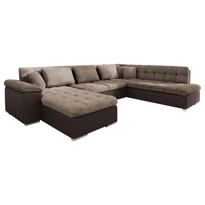 Coltar rabatabil Tony Bis cu lada Stanga, MIRJAN 24, maro + maro deschis, 76x205x348 cm