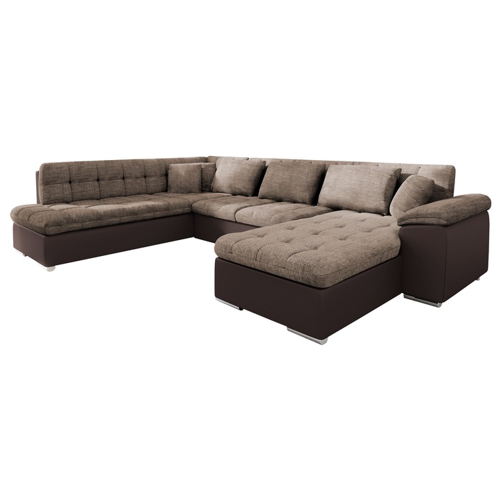 Coltar rabatabil Tony Bis cu lada Dreapta, MIRJAN 24, maro + maro deschis, 76x205x348 cm