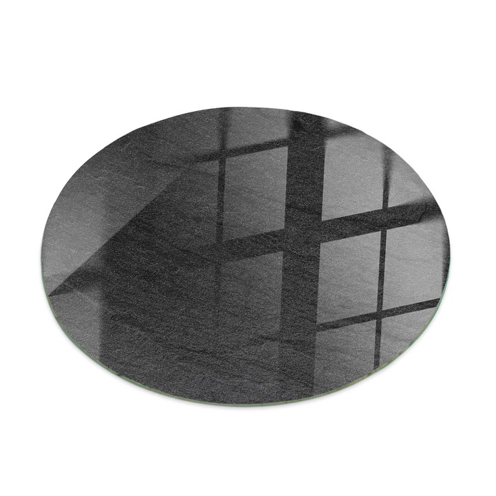 Blat Birou Din Sticla Securizata, Coloray, Model De Piatra Naturala, Negru, ∅ 50 cm, Rotund, Design Modern, 010010820100000050672