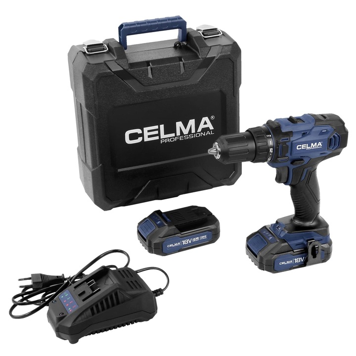 CELMA PROFESSIONAL бормашина и отвертка, 18V, 2 батерии 2Ah, 50Nm, с куфар