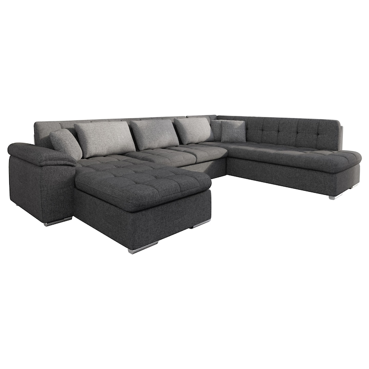 Coltar rabatabil Tony Bis SALE cu lada Stanga, MIRJAN 24, gri + gri deschis, 76x205x348 cm