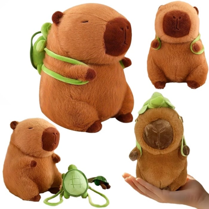 Jucarie de plus Kapibara cu rucsac, Polanet, 30 cm