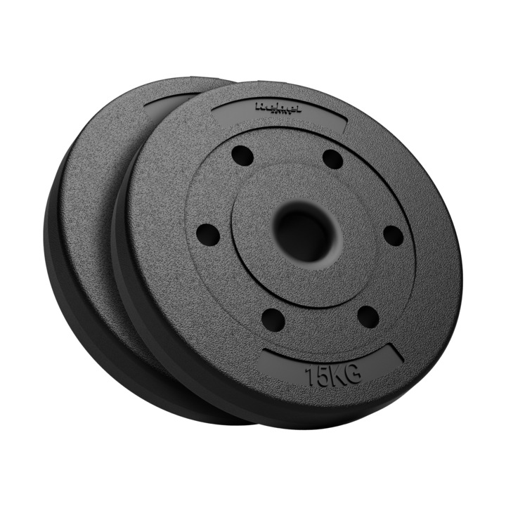 Set greutati bituminoase 2x15kg, 51mm, pentru haltere olimpice, Rebel Active