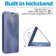 Калъф GlossReflex Smart Mirror Flip, Съвместим с Samsung Galaxy S10 Lite, Огледален ефект, Полупрозрачен калъф, Екокожа, Прозрачно фолио, Син