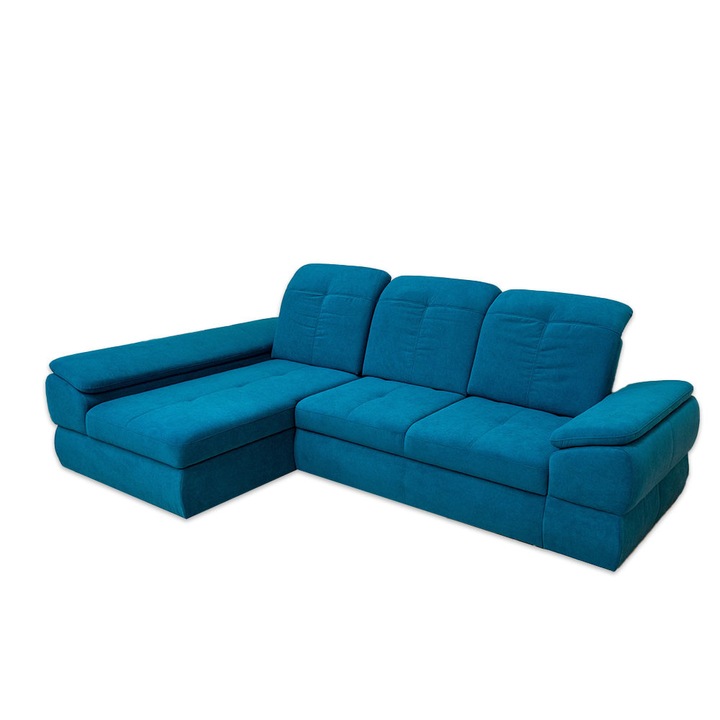 Coltar Extensibil Denver 2 Vega 25 Stanga, cu spatiu depozitare, 285 x 195 x 105 cm, Turcoaz