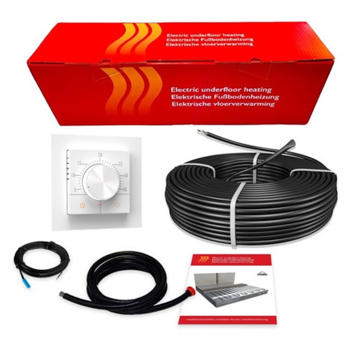 Kit incalzire in pardoseala in sapa, C&F, 2m², 300 W, 15 m, cu termostat S-Control, multicolor