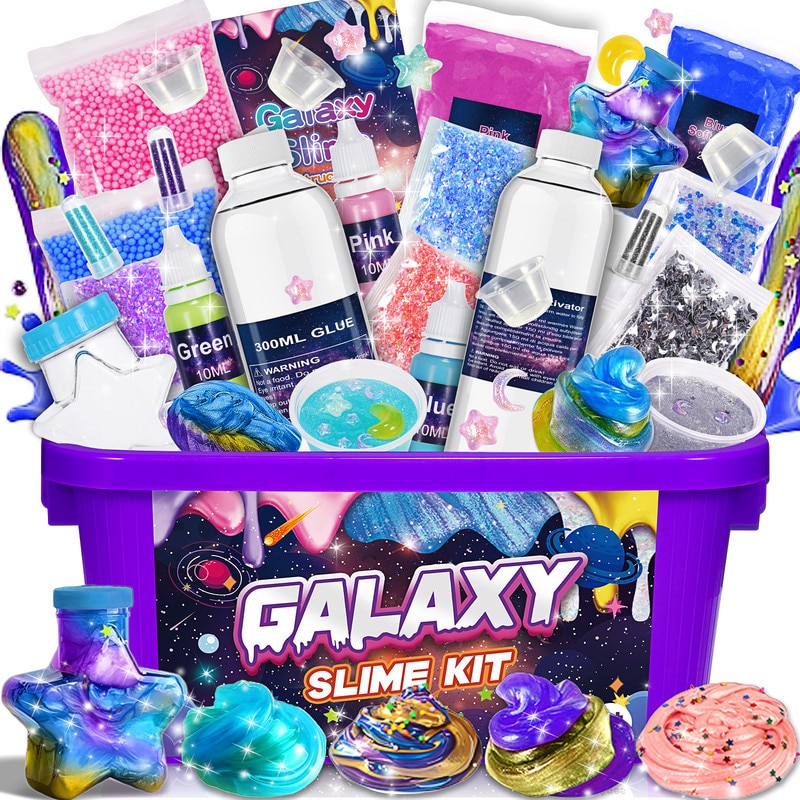 Set DIY Galaxy Slime, 57 piese, culori multiple, pentru copii 6-12