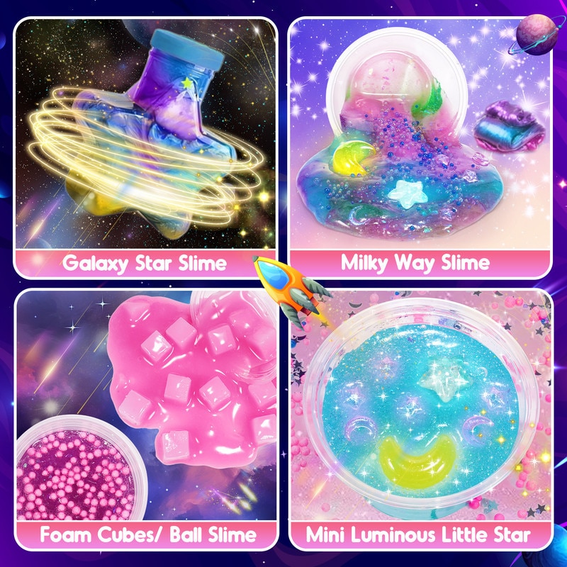 Set DIY Galaxy Slime, 57 piese, culori multiple, pentru copii 6-12