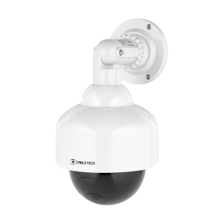 Фалшива камера за наблюдение Cabletech, въртяща се, LED предупредителна светлина, AA батерии, компактна