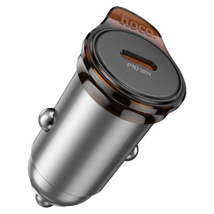 Hoco nz16 autós töltő type-c aljzat, 30w, pd gyorstöltő, sötétszürke