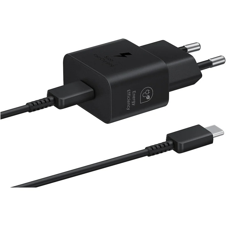 USB-C 25W gyorstöltő, Android kábel, fekete, univerzális