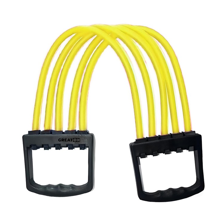Extensor Fitness GREATON 5 gumiszalaggal, edzésekhez, sárga színű