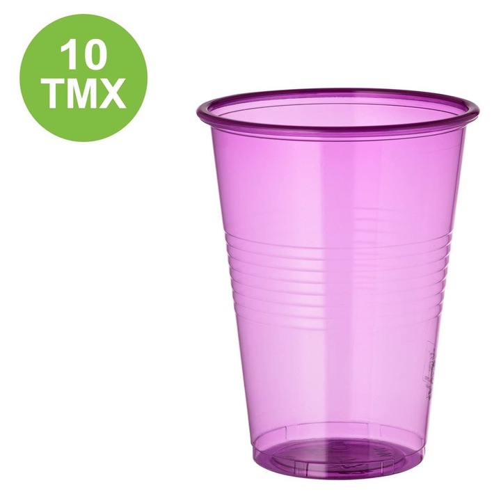 10 db átlátszó lila műanyag pohár, 480 ml