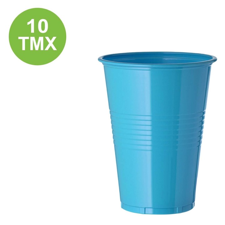 10 darab türkiz műanyag pohár, 480 ml