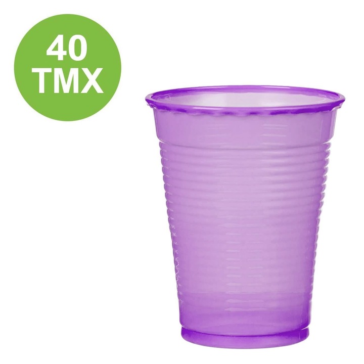 40 db lila műanyag pohár készlet, 200 ml
