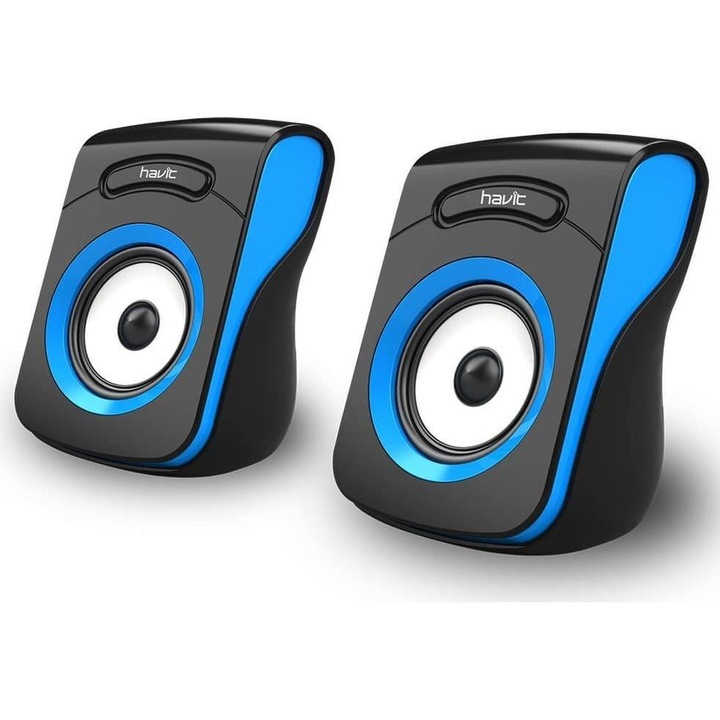 Boxe PC HAVIT 2.0, 6W RMS, USB & 3.5mm jack, Negru/Albastru