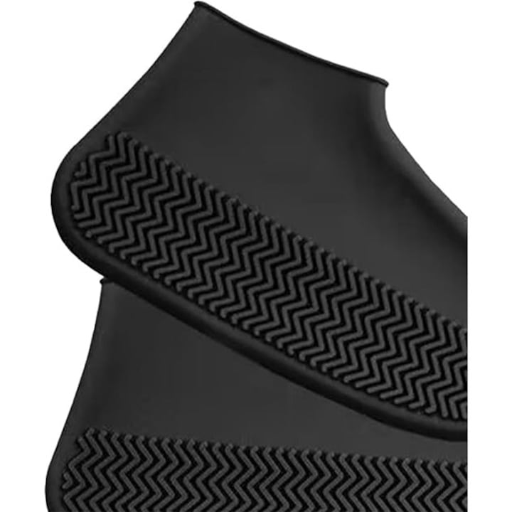 Husa Incaltaminte, Cyrax, Impermeabila, Antiderapanta, din Latex, 13 x 13 x 2 cm, Marime M 34-40 cm, Negru