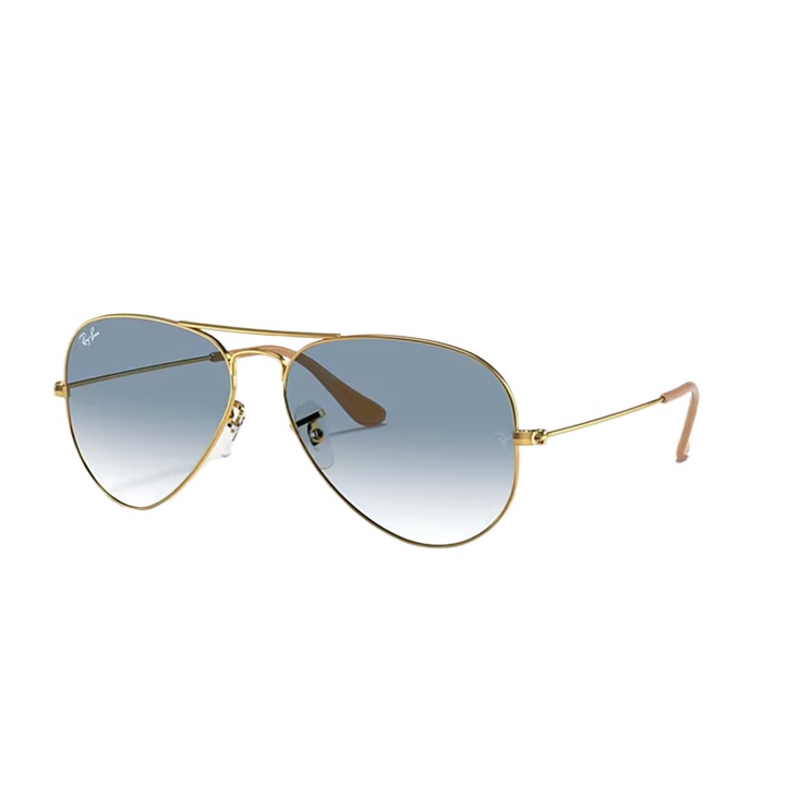 Ochelari de soare, Ray-Ban, RB3026 Aviator Classic, metal, degrade, aurie, albastra, standard