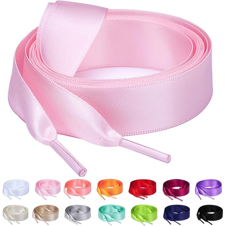 Sireturi de satin roz, set 2 bucati, 120cm, latime 2cm