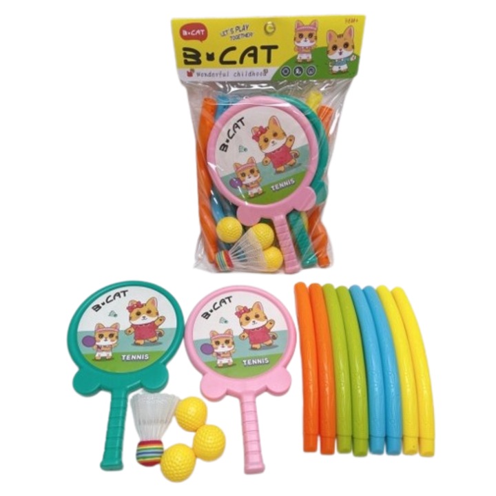 Körépítő készlet, ütő, 3 kerek labda, szórólap - játékok gyermekek aktív kikapcsolódásáhozInteraktív játékok