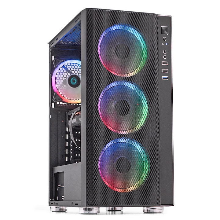 PC Gaming BALAUR Legendar Super Game Ready, Intel i5-14400F 2.5GHz, 32GB DDR5, 1TB SSD, RTX 3060 12GB GDDR6, Iluminare RGB, Windows 11 Home