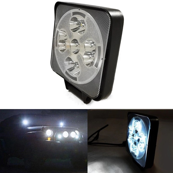 Proiector LED Far Lampa Halogen Auto Moto ATV Offroad 4x4 Motocicleta Camion Tractor SUV Barca Universala Dezapezire Buldoexcavator 27W, 12V-24V, 9 LED Spot Beam 30°