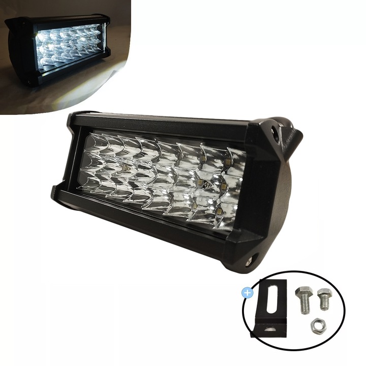 Proiector LED Far Lampa Halogen Auto Moto ATV Offroad 4x4 Motocicleta Camion Tractor SUV Barca Universala Dezapezire Buldoexcavator 72W, 12V-24V, 24 LED