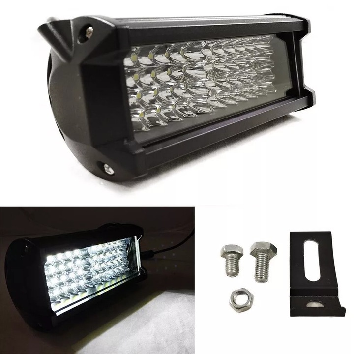 Proiector LED Far Lampa Halogen Auto Moto ATV Offroad 4x4 Motocicleta Camion Tractor SUV Barca Universala Dezapezire Buldoexcavator 144W, 12V-24V, 48 LED
