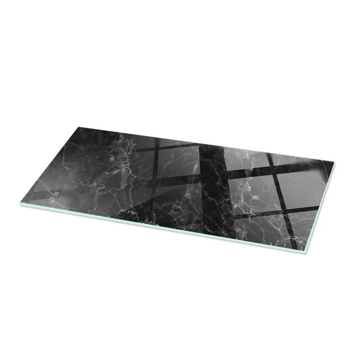 Blat masa, Wallfluent, Vene de marmura in stil, Negru, 125x50 cm, 010010820080000027552