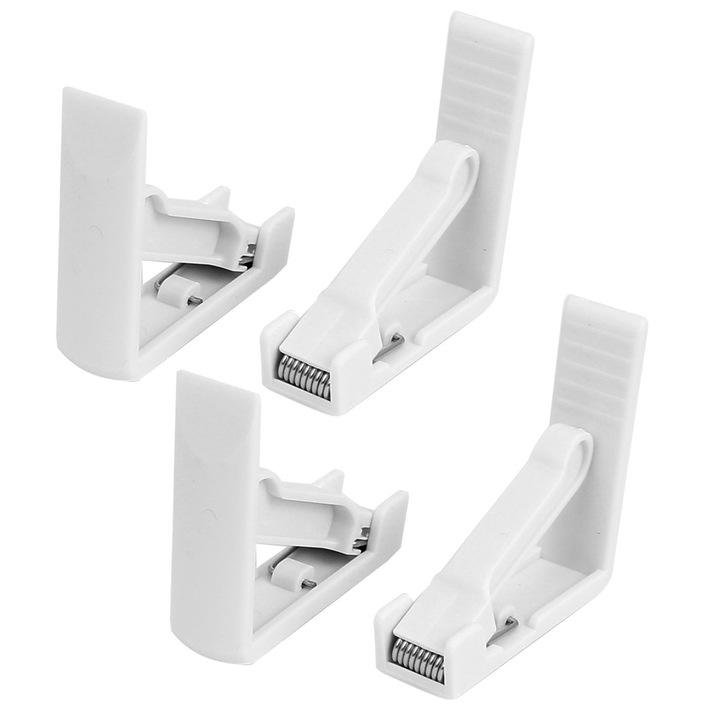 Комплект от 4 скоби за градински плот Click, с пружина, бели