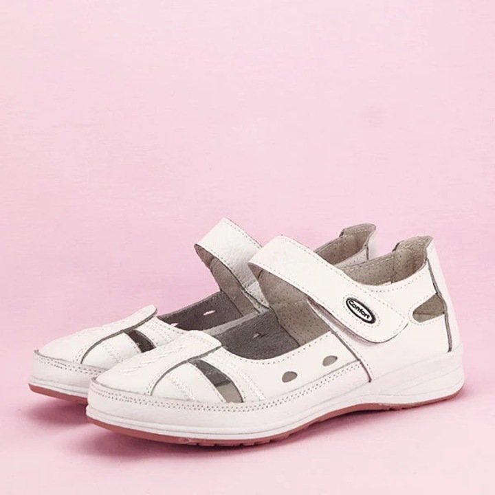 Бели балеринки от естествена кожа Aurora M5 White 41 EU