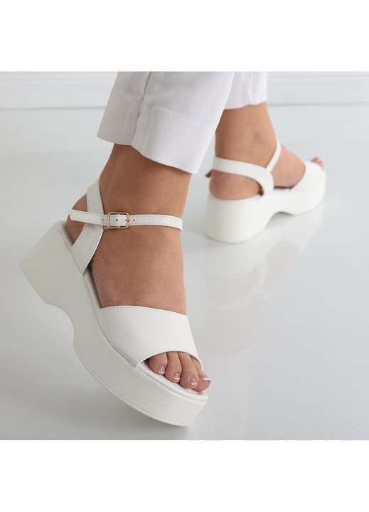 Sandale dama cu platforma Albe din Piele Ecologica Tarla, 40