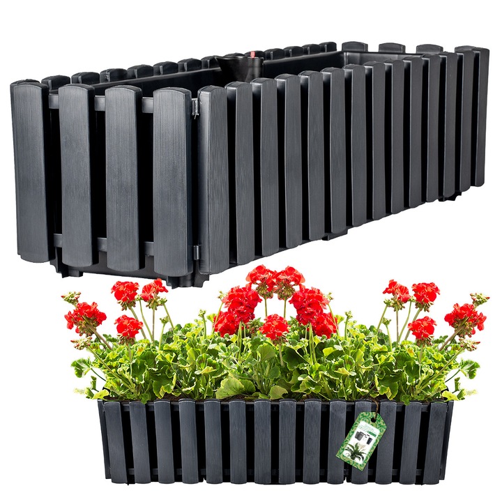 Правоъгълна саксия за растения Prospreplast Boardee Fencycase 60 см, антрацит