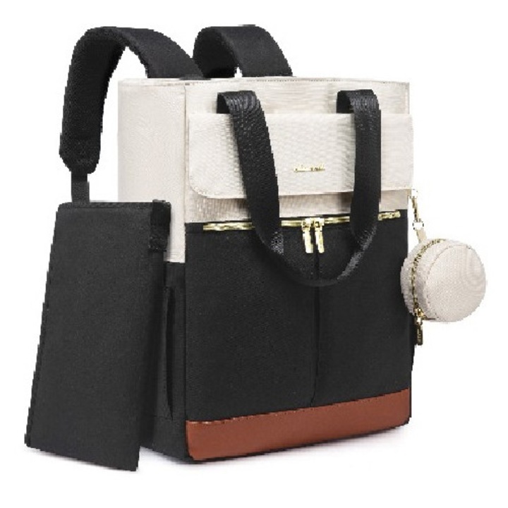 Чанта/раница за майки, деца и бебета, многофункционална чанта за ръка/през рамо и дръжка за количка, комплект с подложка за повиване и калъф за залъгалка, 30x12x41 см