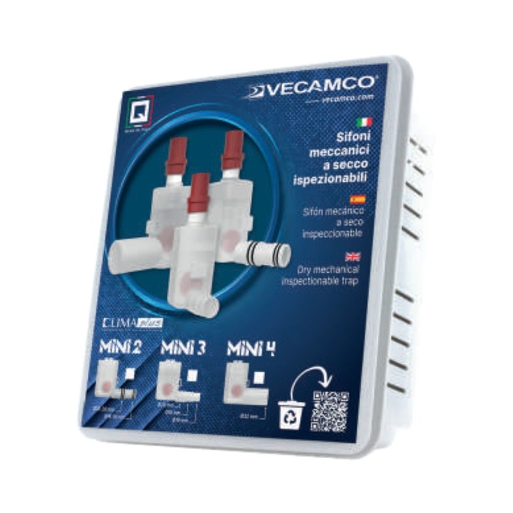 Kit sifon condens cu vizitare cutie incastrabila Vecamco Mini 2 racord 16/18 si 18/20 mm 50 l/h