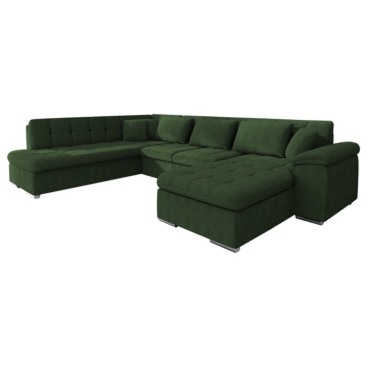 Coltar rabatabil Tony Bis cu lada Reiat Dreapta, MIRJAN 24, verde, 205x348x76 cm