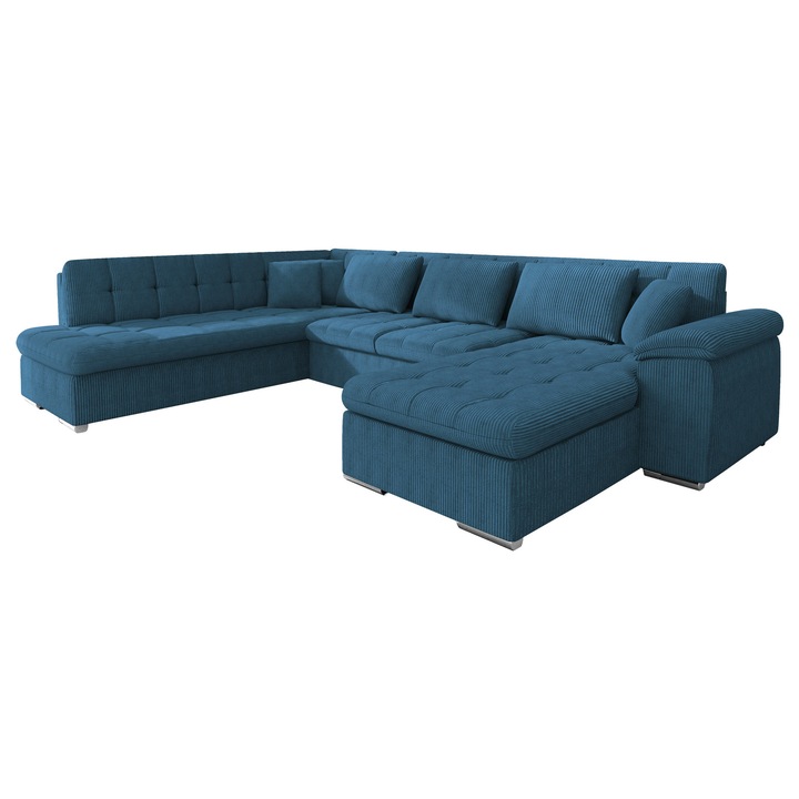 Coltar rabatabil Tony Bis cu lada Reiat Dreapta, MIRJAN 24, bleumarin, 205x348x76 cm